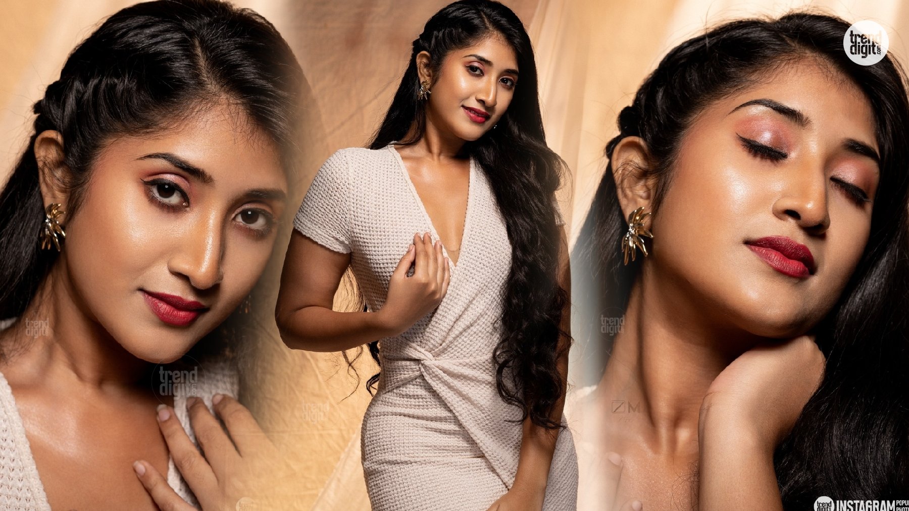Aarthi Shalini Charms in Ivory White Knit Wrap Dress with Effortless Poise