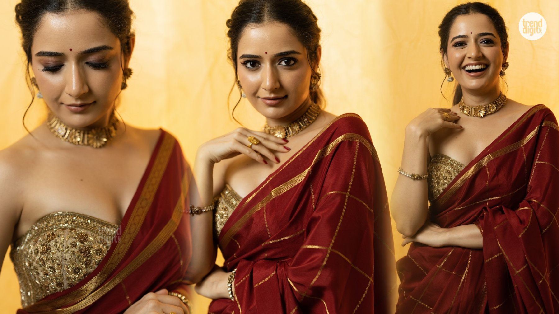 Ashika Ranganath Maroon Saree – Classic Drapes With Rich Festive Sophistication