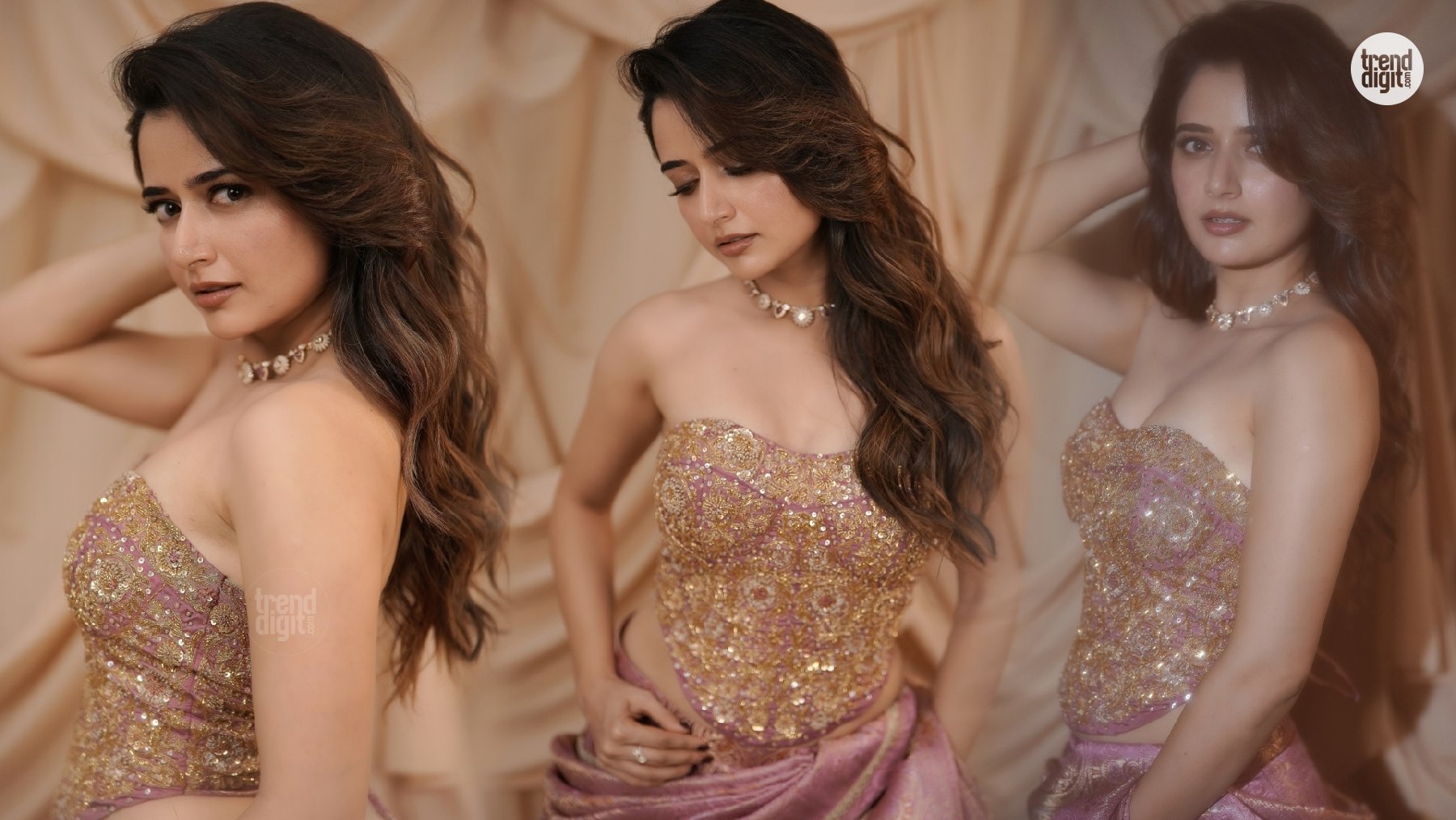 Ashika Ranganath Pink Lehenga – Gilded Romance With A Regal Modern Glow