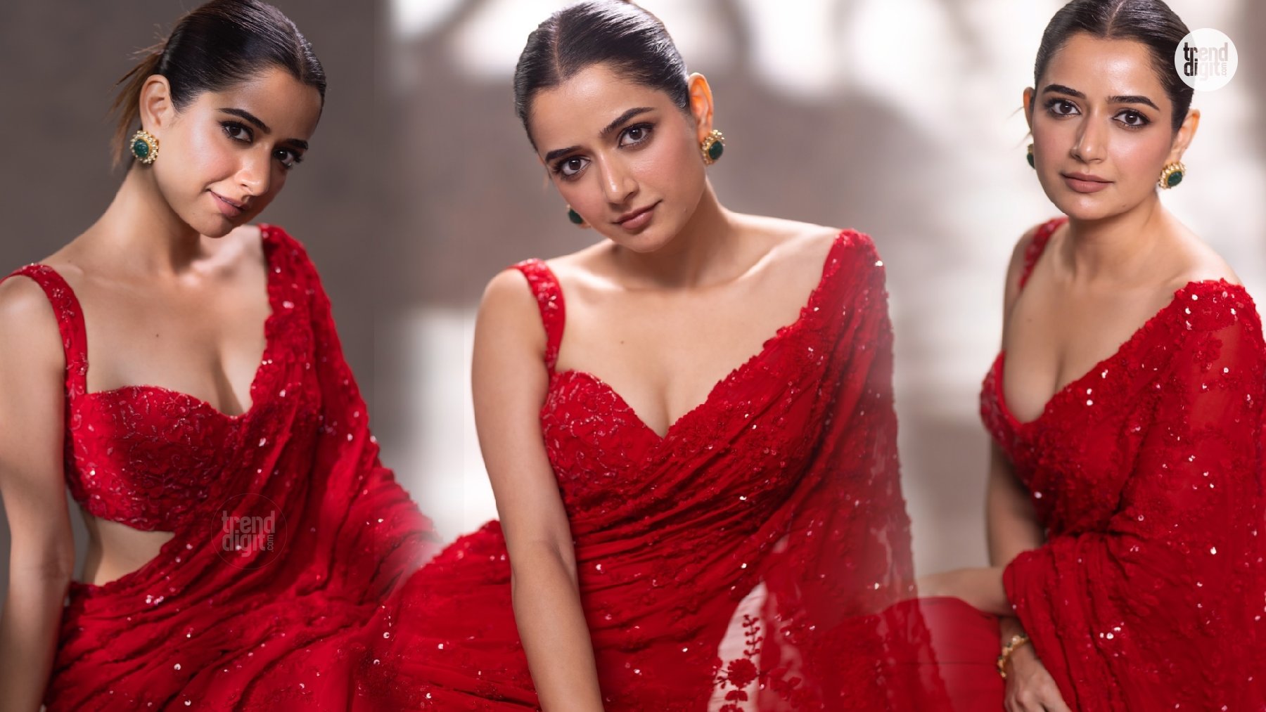 Ashika Ranganath Red Saree – Bold Red Glamour With A Striking Draped Elegance