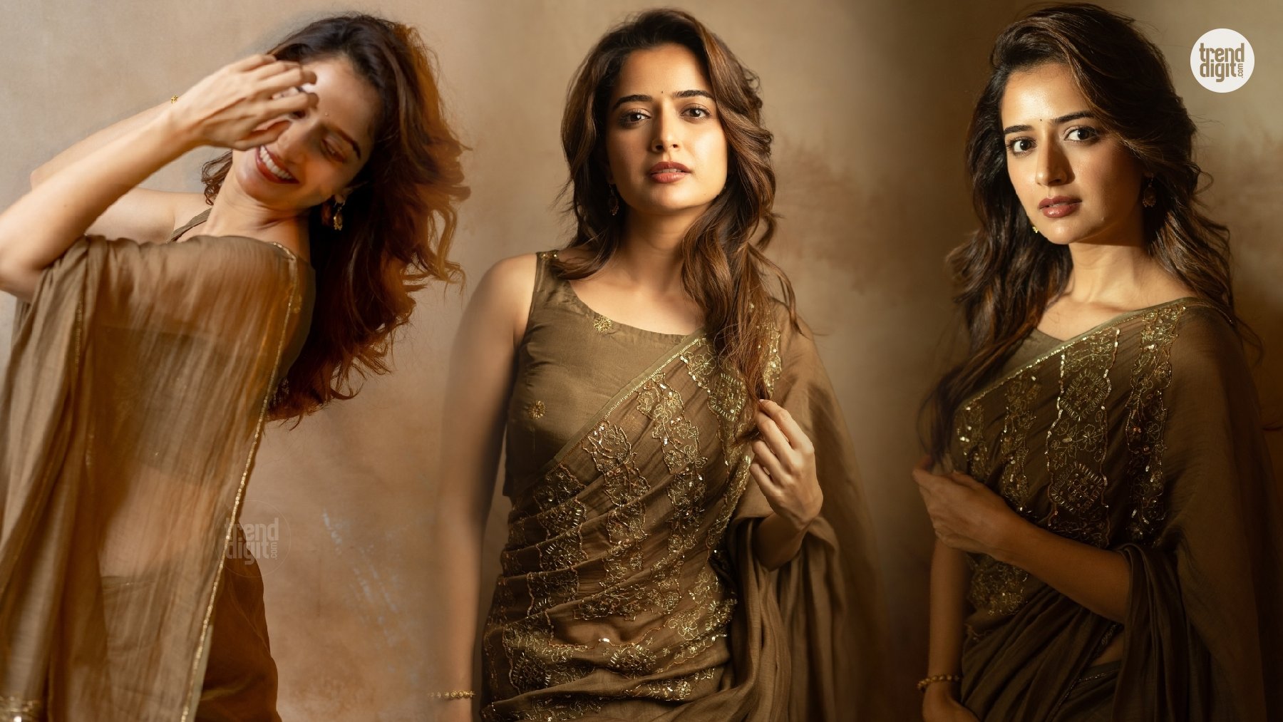 Ashika Ranganath Brown Saree – Earthy Elegance With A Refined Modern Charm
