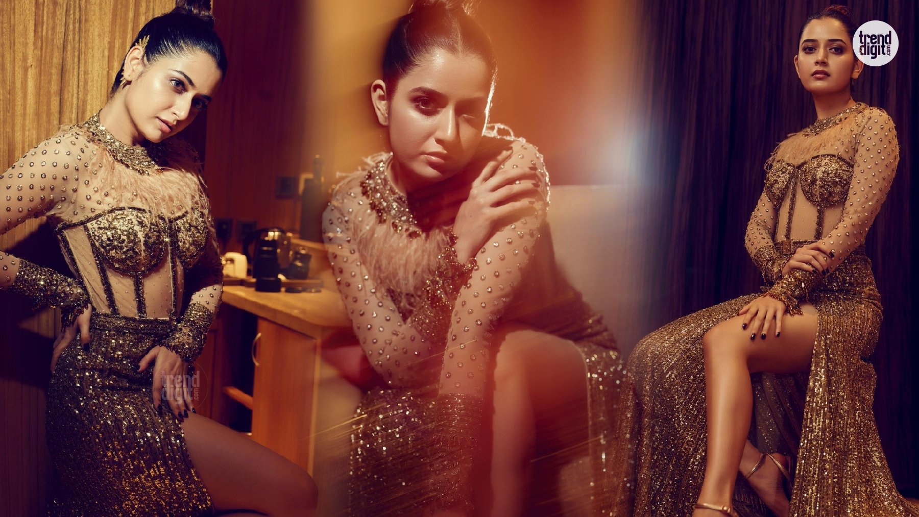 Ashika Ranganath Gold Skirt Set – Sequined Glamour With A Bold Editorial Glow