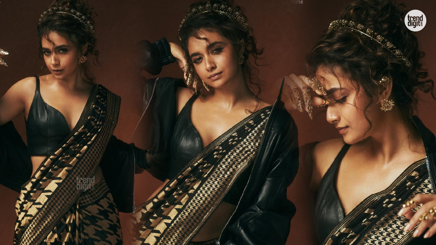 Keerthy Suresh Black Gold Saree – Traditional Pattern Meets Contemporary Edge