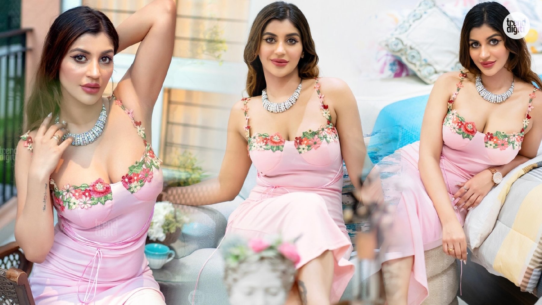 Yashika Aannand Dazzles in Multicolor Printed Bodycon Dress for a Chic Photoshoot