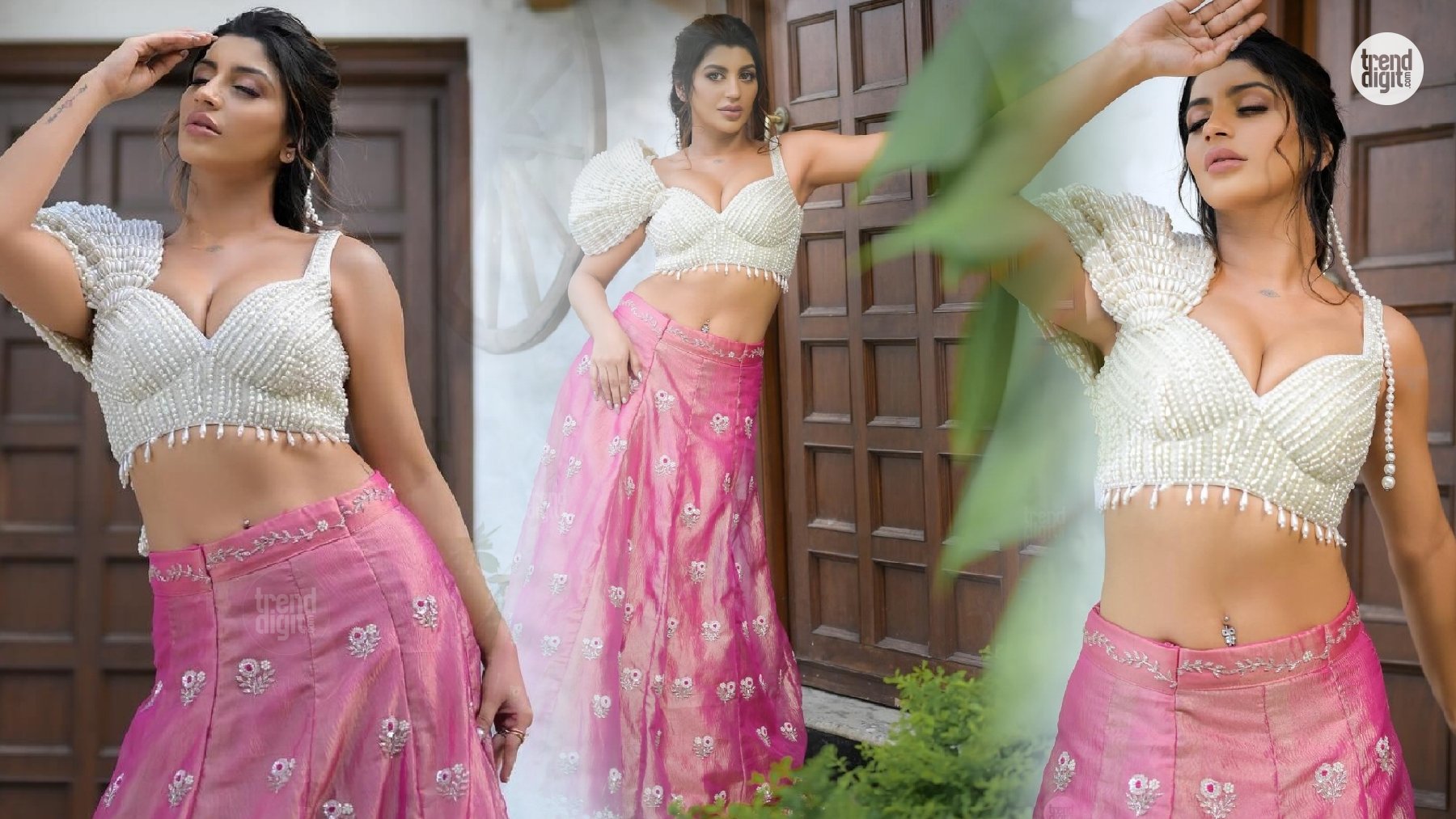 Yashika Aannand Stuns in Pink Embroidered Lehenga Set for a Regal Photoshoot Look