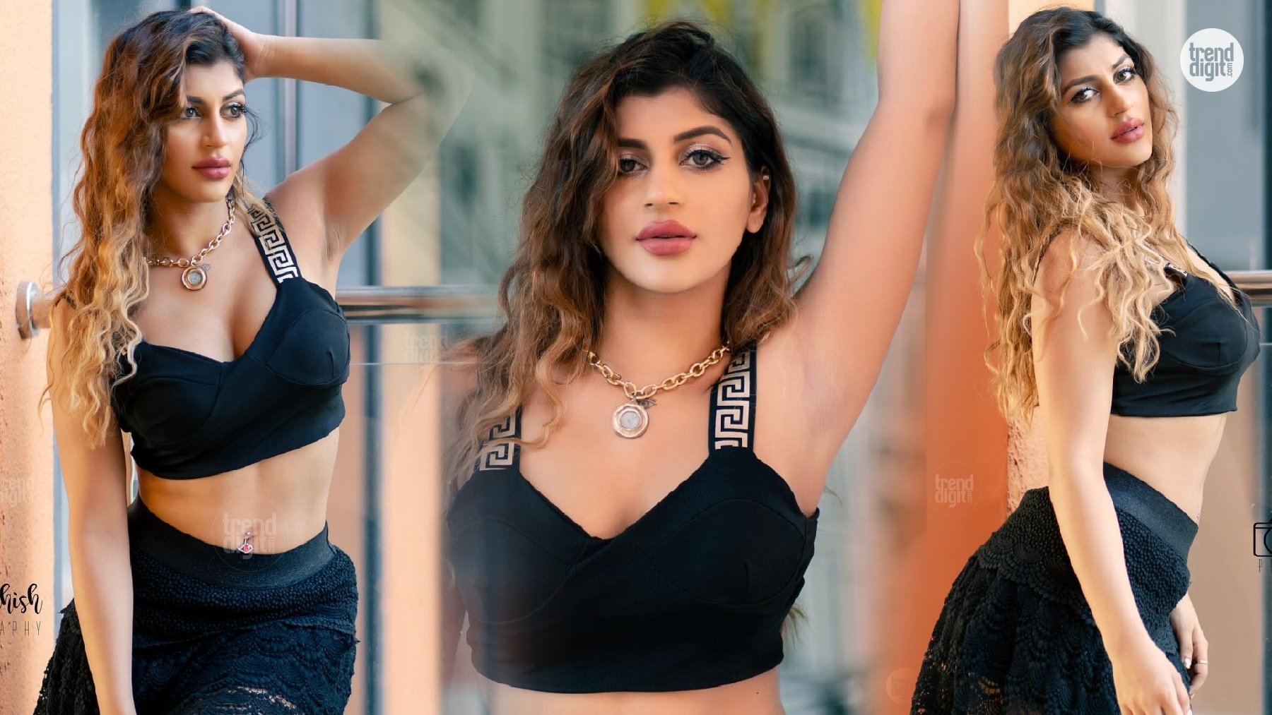 Yashika Aannand Turns Heads in Black Lace Two-Piece Outfit for a Striking Glam Look