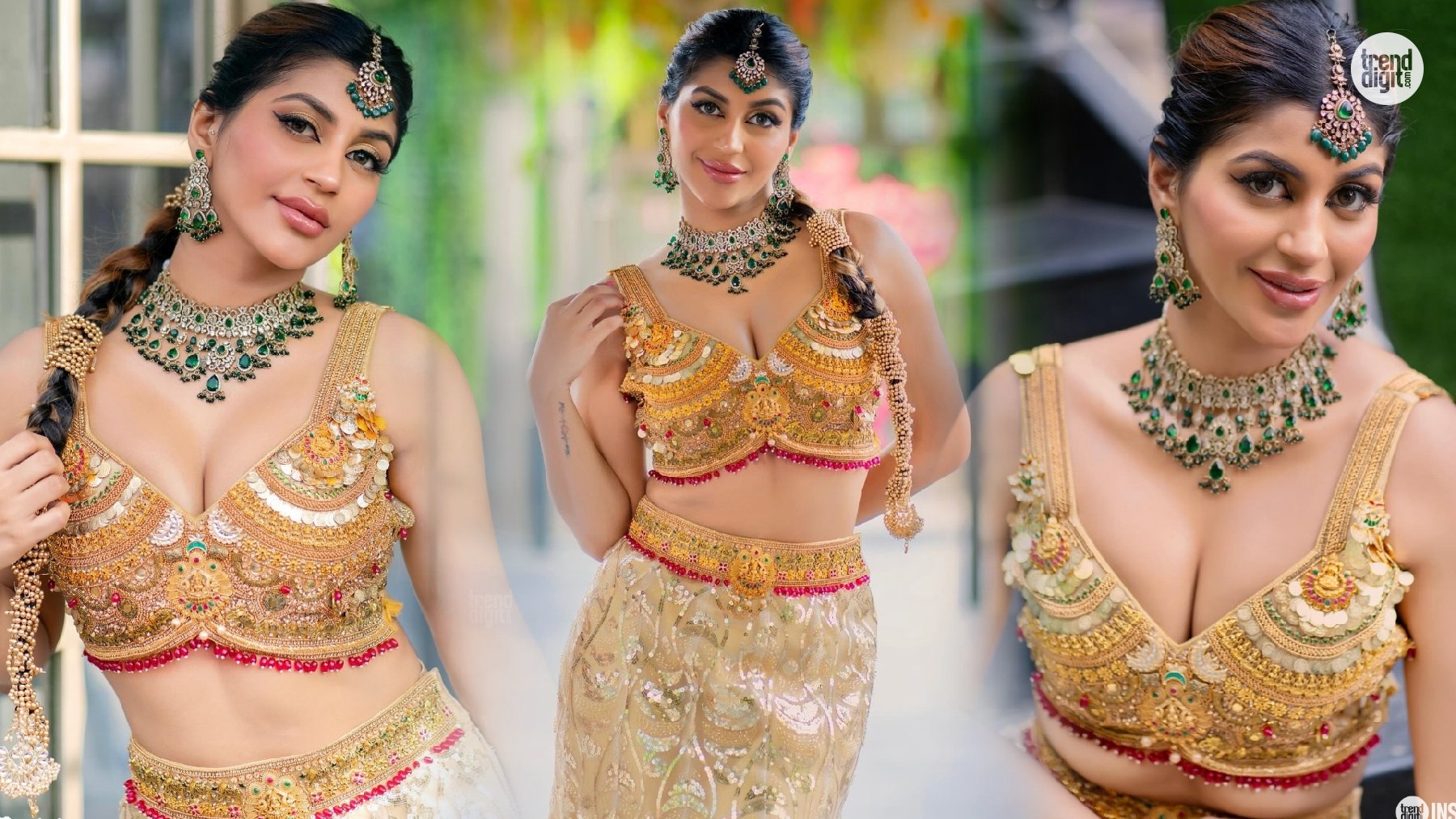 Yashika Aannand Dazzles in Gold Embellished Lehenga Set with Regal Traditional Charm