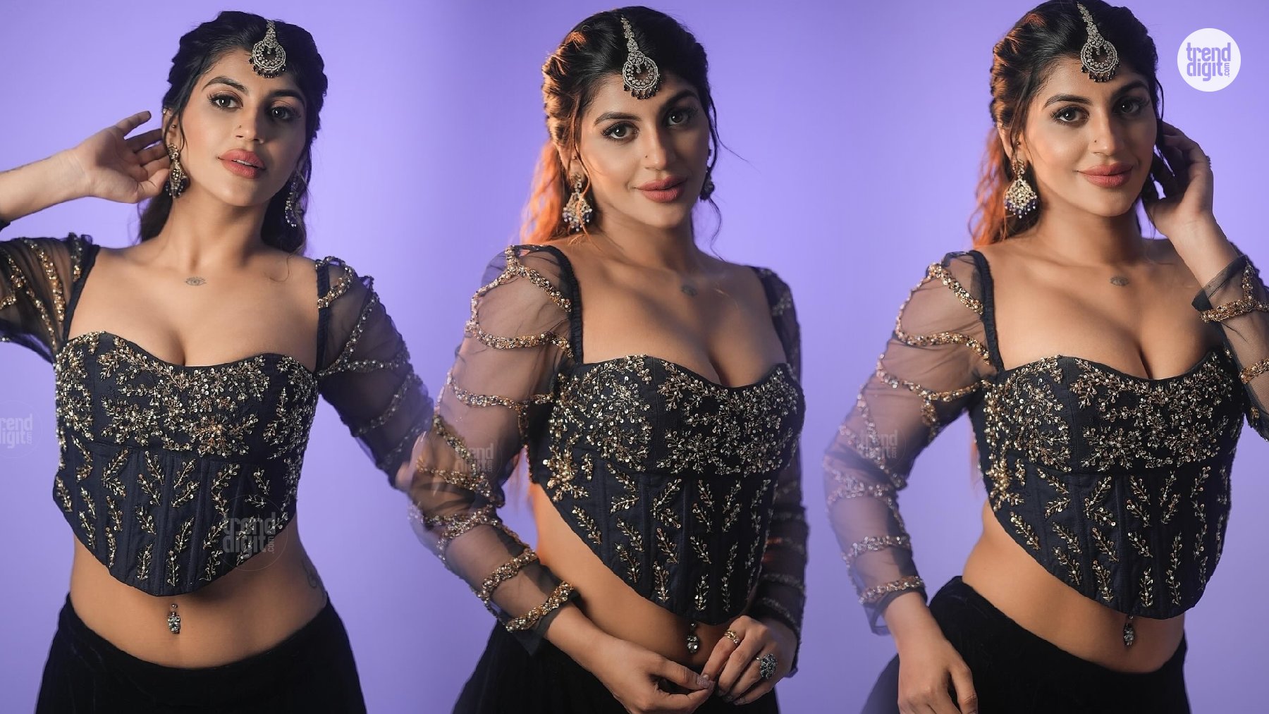 Yashika Aannand Radiates in Black Embellished Lehenga Set for a Regal Photoshoot Look
