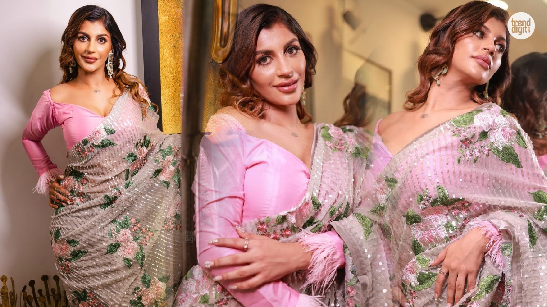 Yashika Aannand Radiates in Black Embellished Saree with Corset Blouse Photoshoot Glam