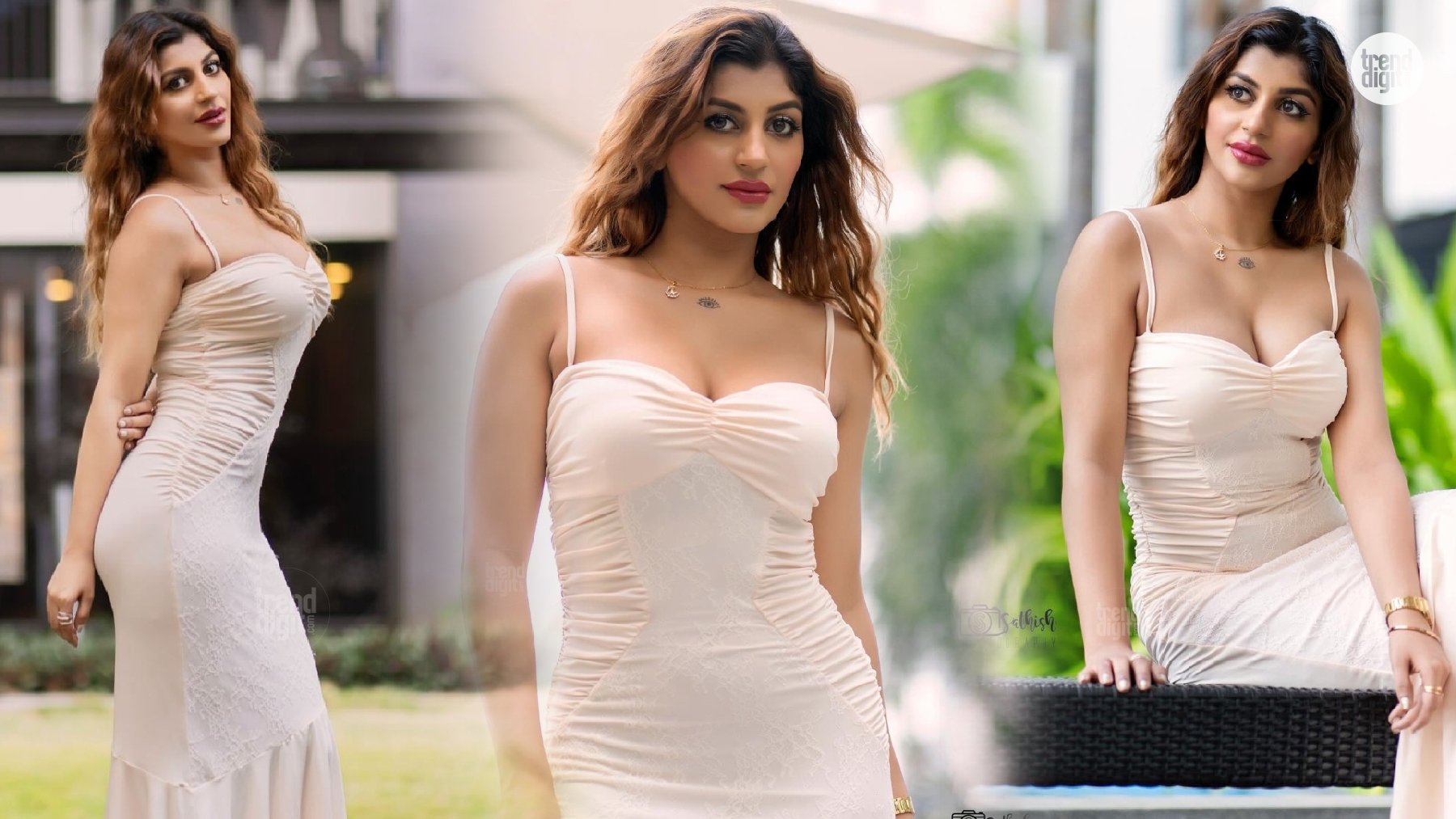 Yashika Aannand Stuns in White Ruched Mermaid Dress with Elegant Glamour and Grace