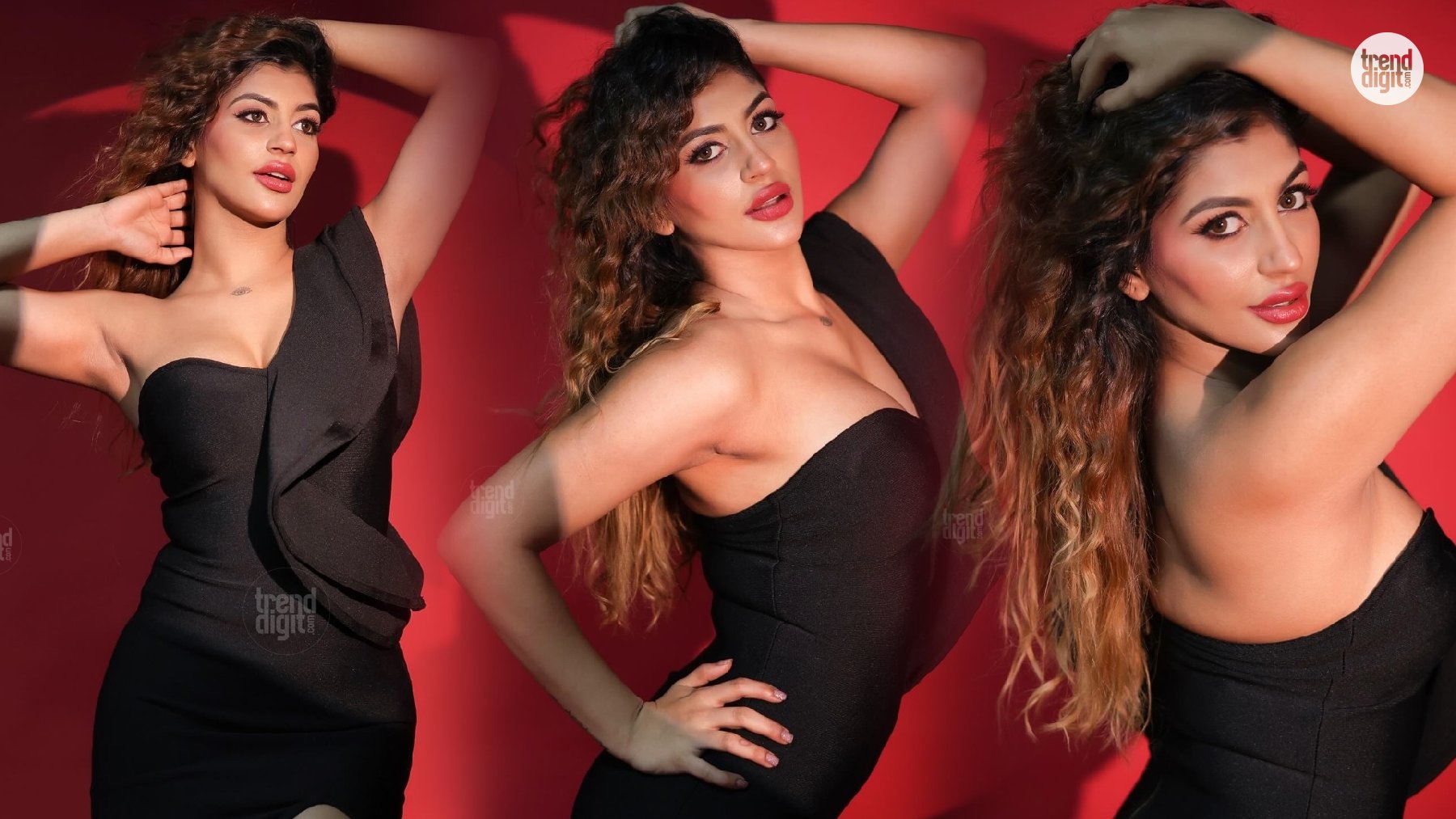 Yashika Aannand Sizzles in Black Fitted Midi Dress with a Bold Elegant Silhouette