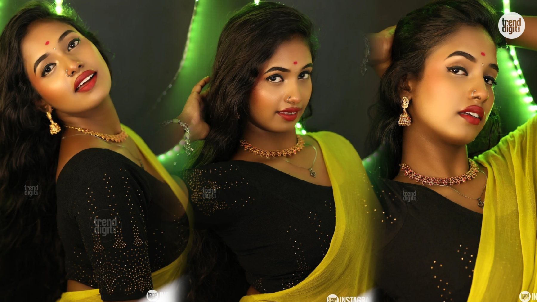 Yuvajanarthani Stuns in a Yellow Saree with Timeless Golden Glamour Photoshoot Style